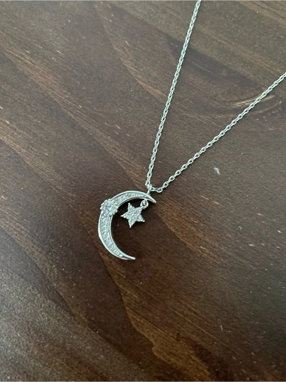 Silver Moon & Star Pendant Necklace - Picture 1 of 4